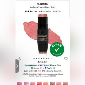 NUDESTIX cream Blush stick Creamy Buildable Formula naughty n spice